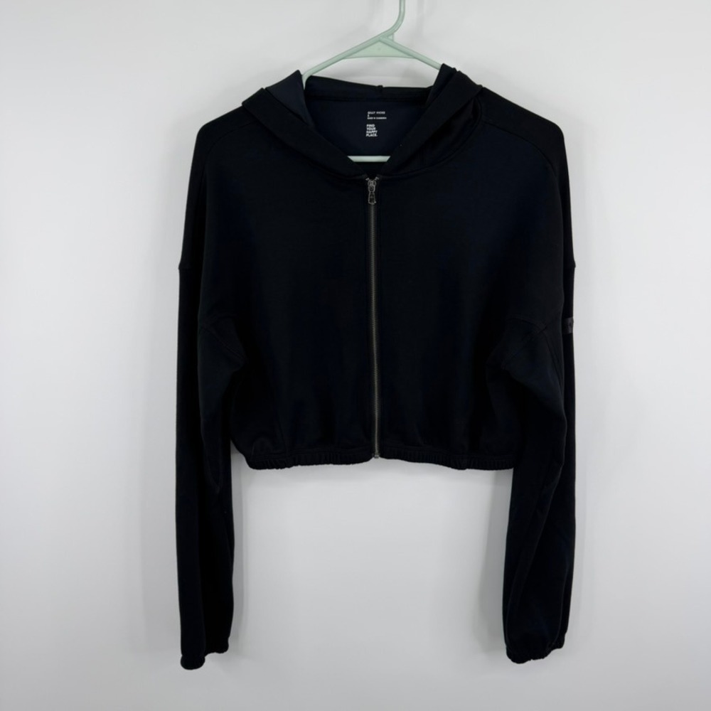 Gilly Hicks Hoodie Women‎ Small Black Cropped Zip Up GH GO Athletic